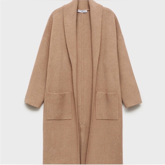 Mango Sweaters - Mango Cozy Tan Open-Front Cardigan Sweater
